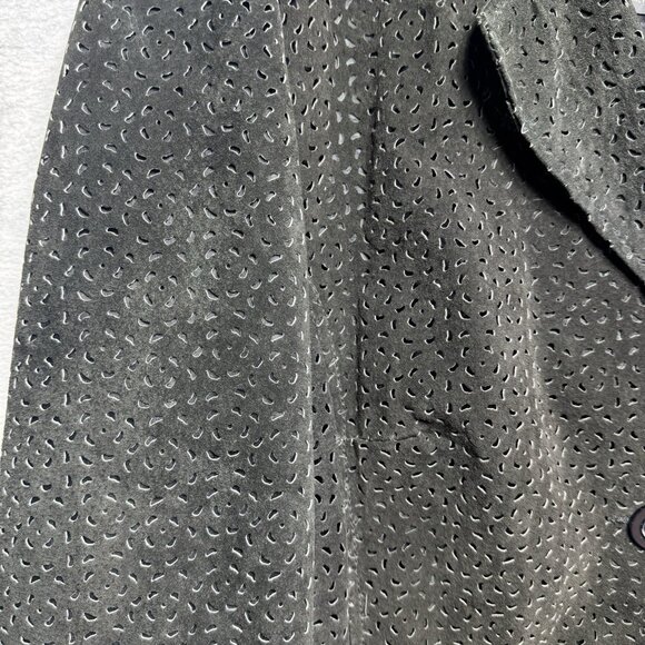Terry Lewis Classic Luxuries Jacket Womens 1X Black Leather Laser Cut Suede - Picture 5 of 7